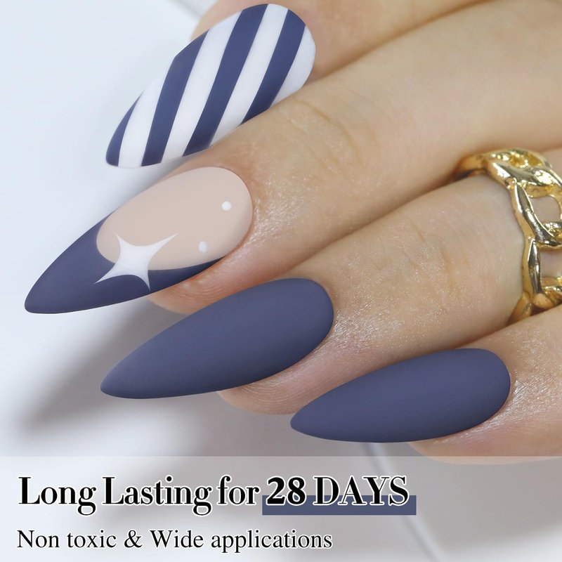 Gel Nail Polish - Double Rhythm 15ML Deep Blue Gray | Soak Off for DIY Manicure at Home