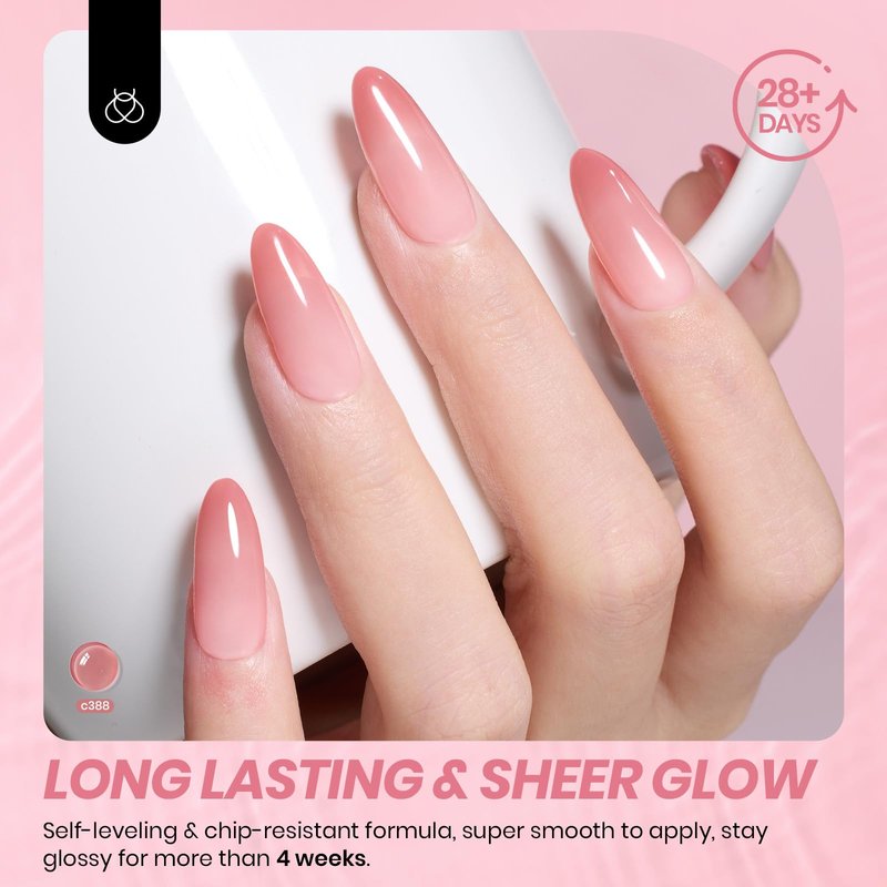 Beetles Nude Gel Nail Polish Set - 6 Colors Jelly Gel Polish Kit Nude Pink Neutral Nail Art Design Sheer Translucent Gel Nail Kits Soak Off Uv Nail Lamp Cured Nail Manicure Gift for Women