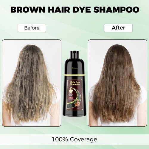 Black Hair Dye Shampoo 3 in 1，Argan Herbal Hair Color Shampoo Covers Gray Hair for Women and Men (16.9 fl.oz Black)