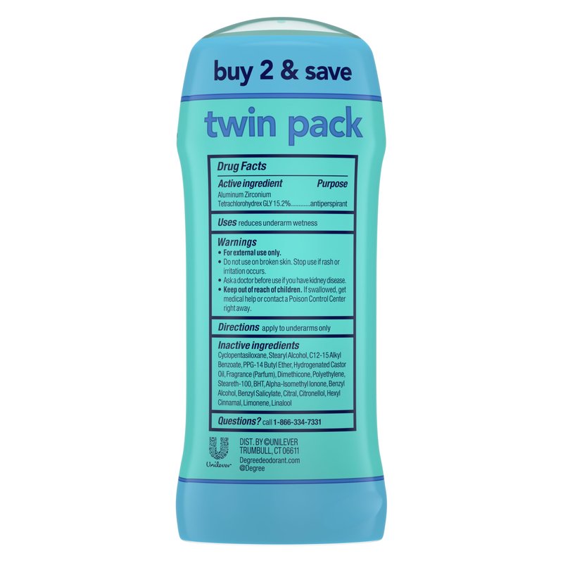 Degree Antiperspirant Deodorant Twin Pack Shower Clean 48-Hour Sweat and Odor Protection Antiperspirant for Women 2.6 oz (Pack of 6)