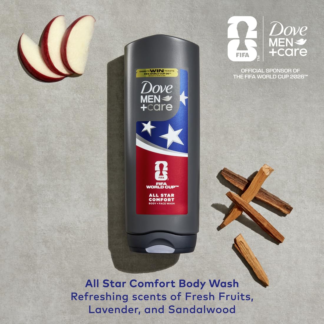 Dove Men+Care FIFA World Cup 2026 Limited Edition Body & Face Wash Mixed Pack, MicroMoisture Hydration & Skin Strengthening, 3‑Count