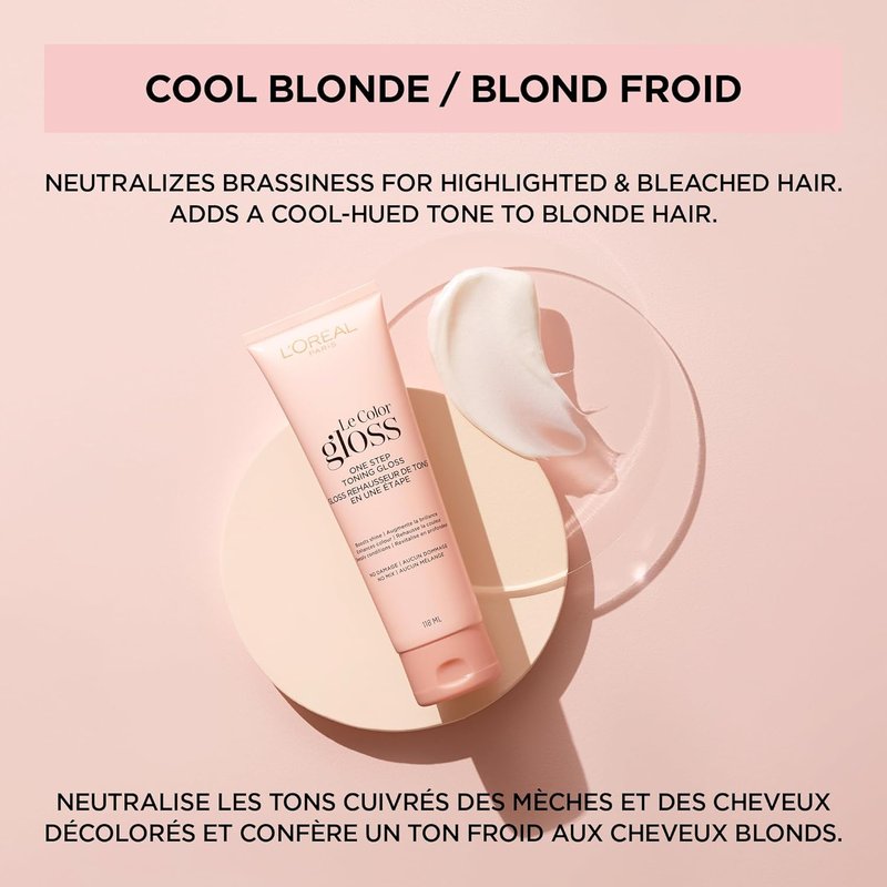 L’Oreal Paris Hair Toning Gloss - Cool Blonde Shade | One-Step Formula, 4 Ounce