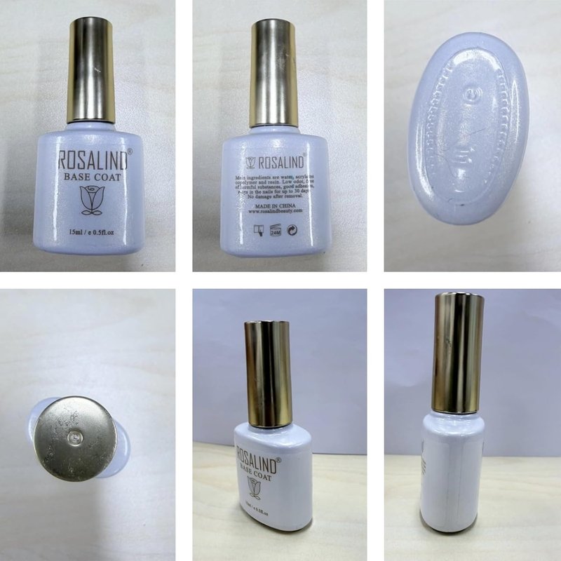 ROSALIND No Wipe Gel Top Coat & Base Coat Set - Soak Off LED Nail Polish | Clear Finish, 2 PCS