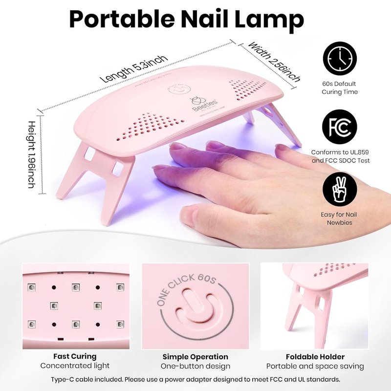 Beetles Gel Nail Kit - HEMA-Free 10ML White & Black Polish Set with UV Light | DIY Manicure Essentials