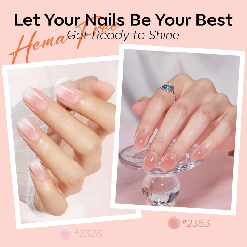 modelones Jelly Gel Nail Polish 6 Colors Hema Free Transparent Jelly Milky Pink Sheer Pink Neutral Nude Gel Polish Nail Soak off Nail Polish French Nail Art Manicure DIY Home Salon Gift Women