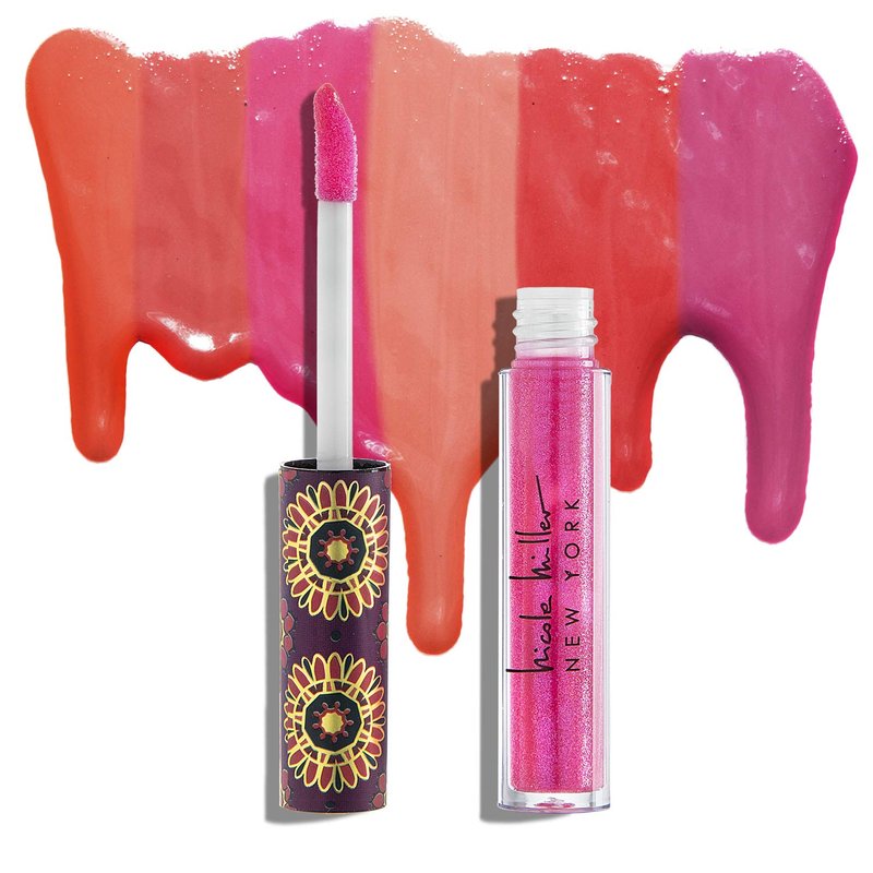 Nicole Miller Lip Gloss Collection - Long-Lasting Shimmery Glosses for Women & Girls | 10 Count Set with Rich Pink Shades