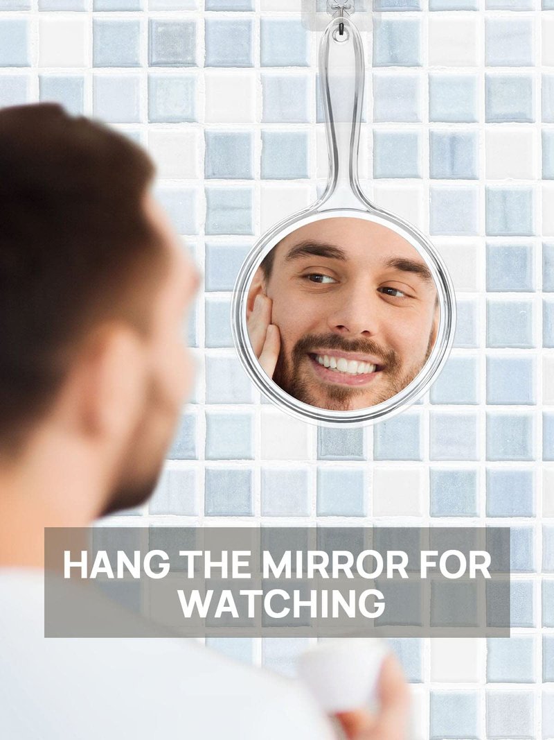 OMIRO Hand Mirror, Double-Sided Handheld Mirror 1X/3X Magnifying Mirror with Handle, Set of 3 (Clear)