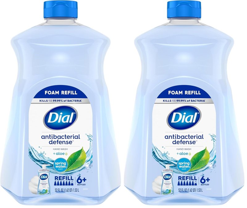 Dial Antibacterial Foaming Hand Soap - Aloe & Spring Water Scent, 52 Fl Oz Refill (Pack of 2)