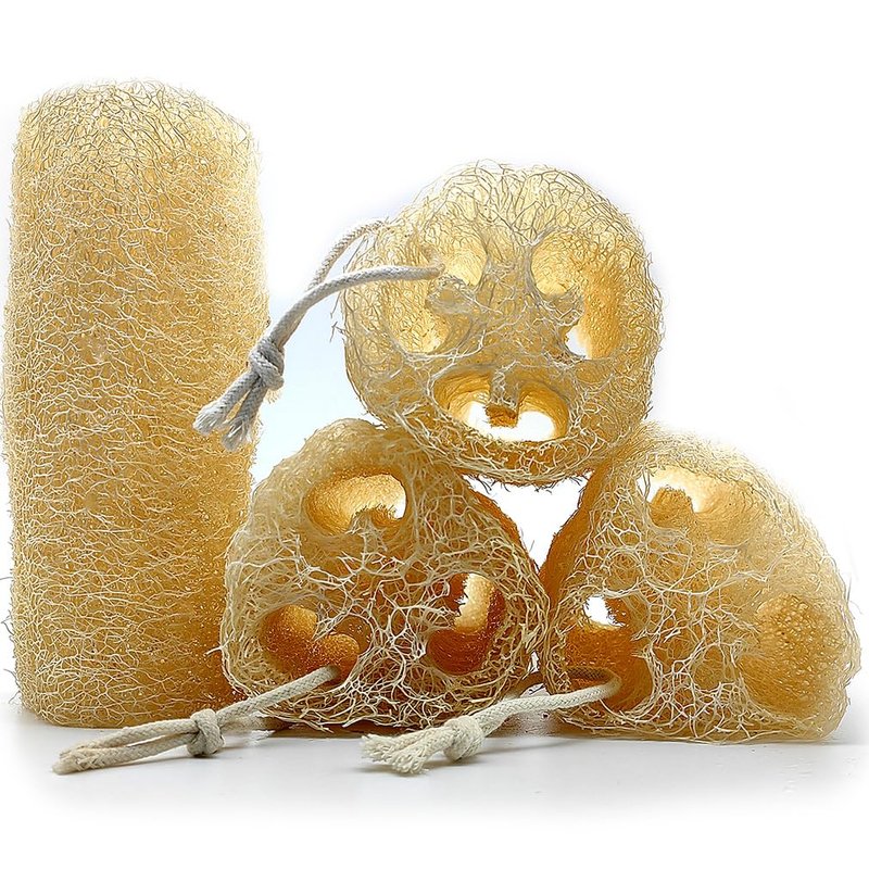 Zooshine 4PCS 6" Natural Loofah Sponge Organic Shower Loofah for Exfoliating & Smooth Skin, Loofahs for Bathing for Men & Women
