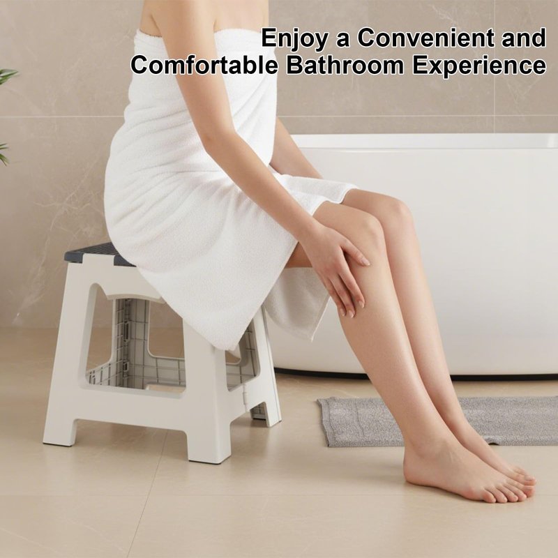 Foldable Shower Stool for Shaving Legs, Plastic Foot Rest Stools to Shave Leg, Folding Small Corner Step Seat for Inside Shower, Collapsible Bench Chair for Travel/Bathroom, Waterproof,13" Height
