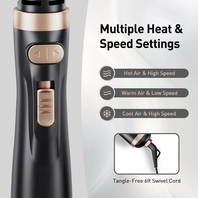Beautimeter Hair Dryer Brush - 3-in-1 Rotating Blow Dryer Styler with 2-Inch & 1.5-Inch Brushes