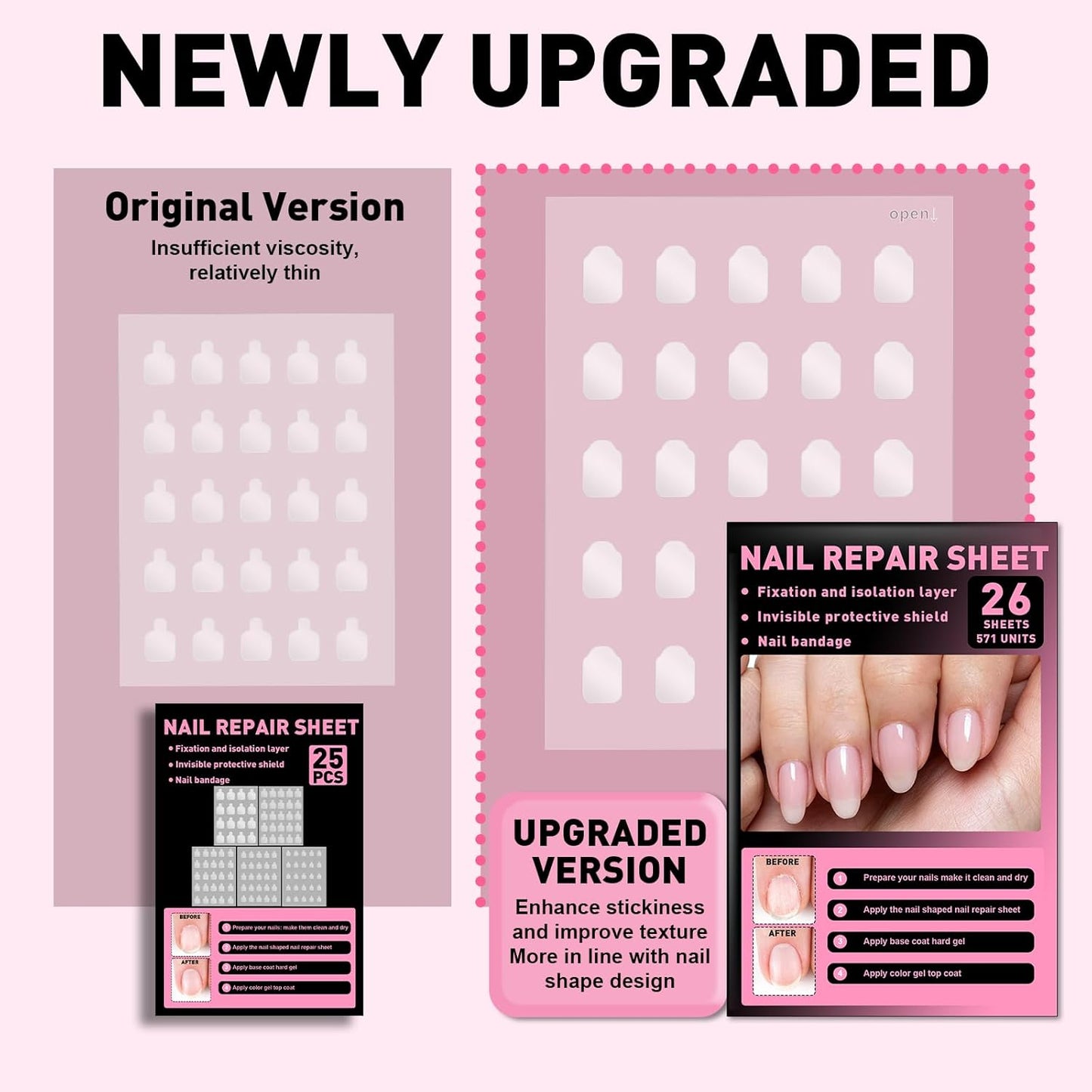 Skiennix Nail Repair Patches - Upgraded Invisible Sheets for Damaged Nails | 571 Units, Easy to Use