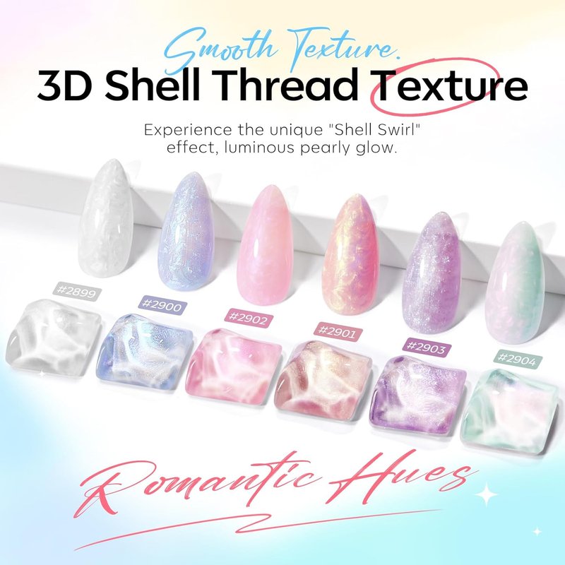 Modelones Pearl Gel Nail Polish Set - Hema-Free 6 Colors with Iridescent Shimmer & Mermaid Glitter | DIY Gift Set