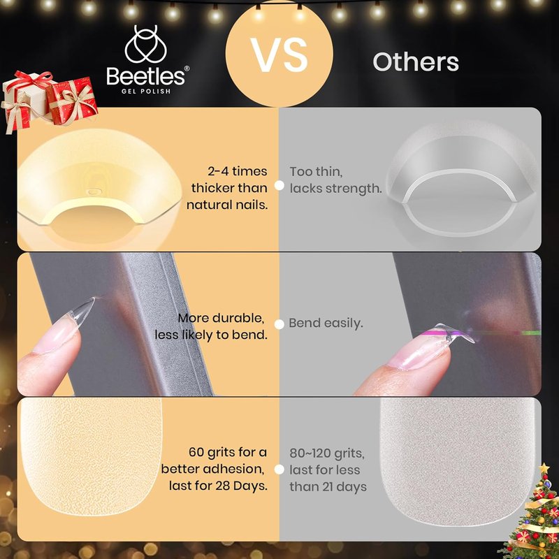 Beetles Gel Nail Tips Etch-X- Almond Medium, 384pcs 12 Sizes, Pre-Etched Half Matte Full Cover Soft Gel Nail Tips, Press on False Nail Extension Acrylic Fake Nails, Easy DIY Salon Art