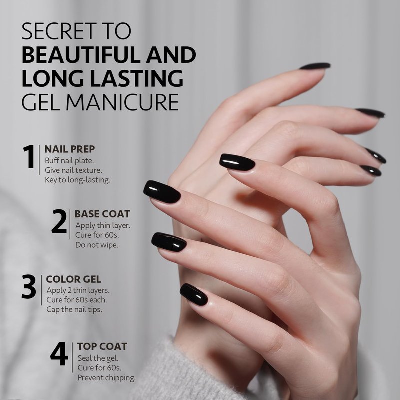 GAOY Gel Nail Polish Kit, Black and White 2 Colors 16ml Soak Off UV Gel Polish Set Highly Saturated for Nail Art DIY Manicure at Home
