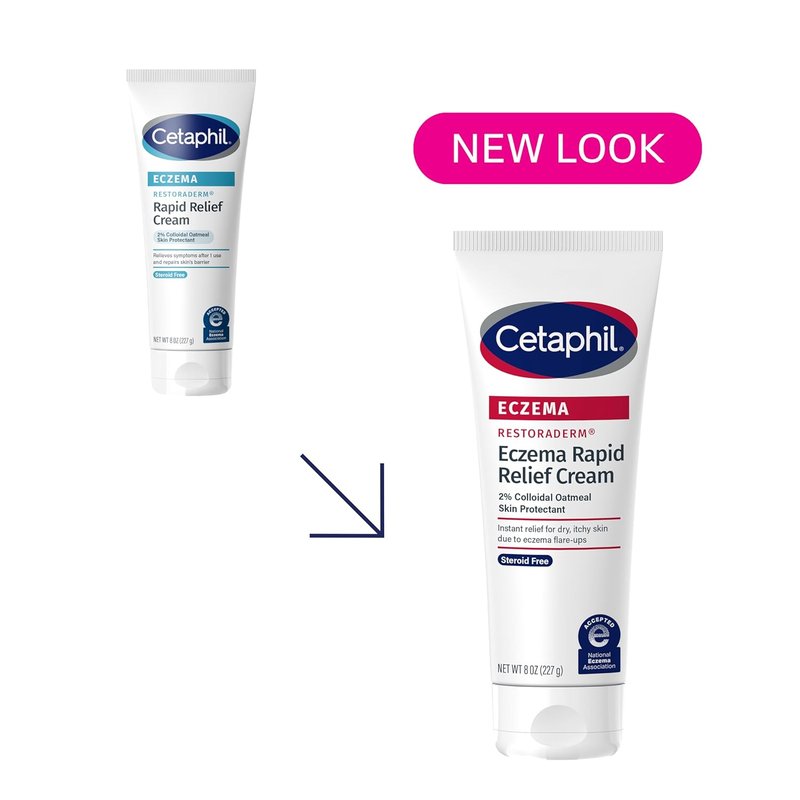 CETAPHIL Eczema Restoraderm Flare-Up Relief Cream - 8 oz | 48-Hour Hydration, Steroid-Free, Colloidal Oatmeal