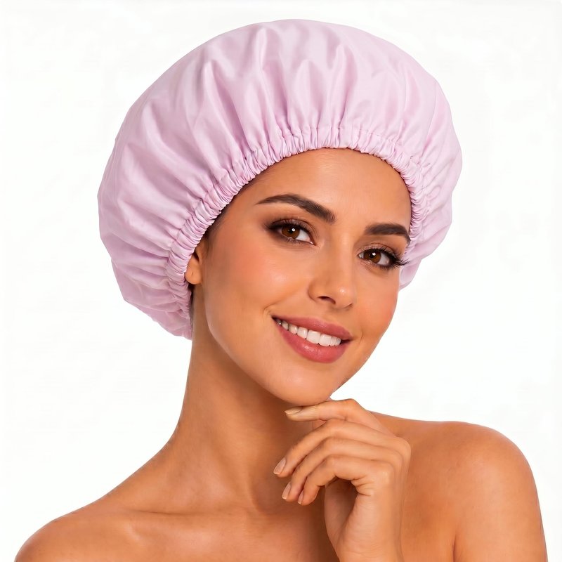 Aquior Shower Caps, Reusable Shower Cap for Women, Waterproof Layer Hair Cap, Large Size for All Hair Lengths,for Girls Spa Home Salon Use (Purple)