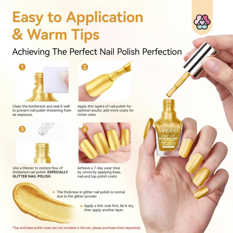 SAVILAND Metallic Gold Nail Polish: Quick Dry Mirror Golden Nail Polish Regular Chrome Fingernail Polish Easy To Use & Remove No Curing Needed Bulk Nail Lacquer for Toes Nail Art DIY Home 0.34 oz