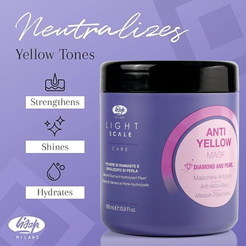 Lisap Purple Hair Mask for Blonde, Silver & Grey Hair - Anti Yellow & Brass hair mask for damaged hair, Deep Conditioning hair mask for Bleached & Color Treated Hair, 33.8 fl oz
