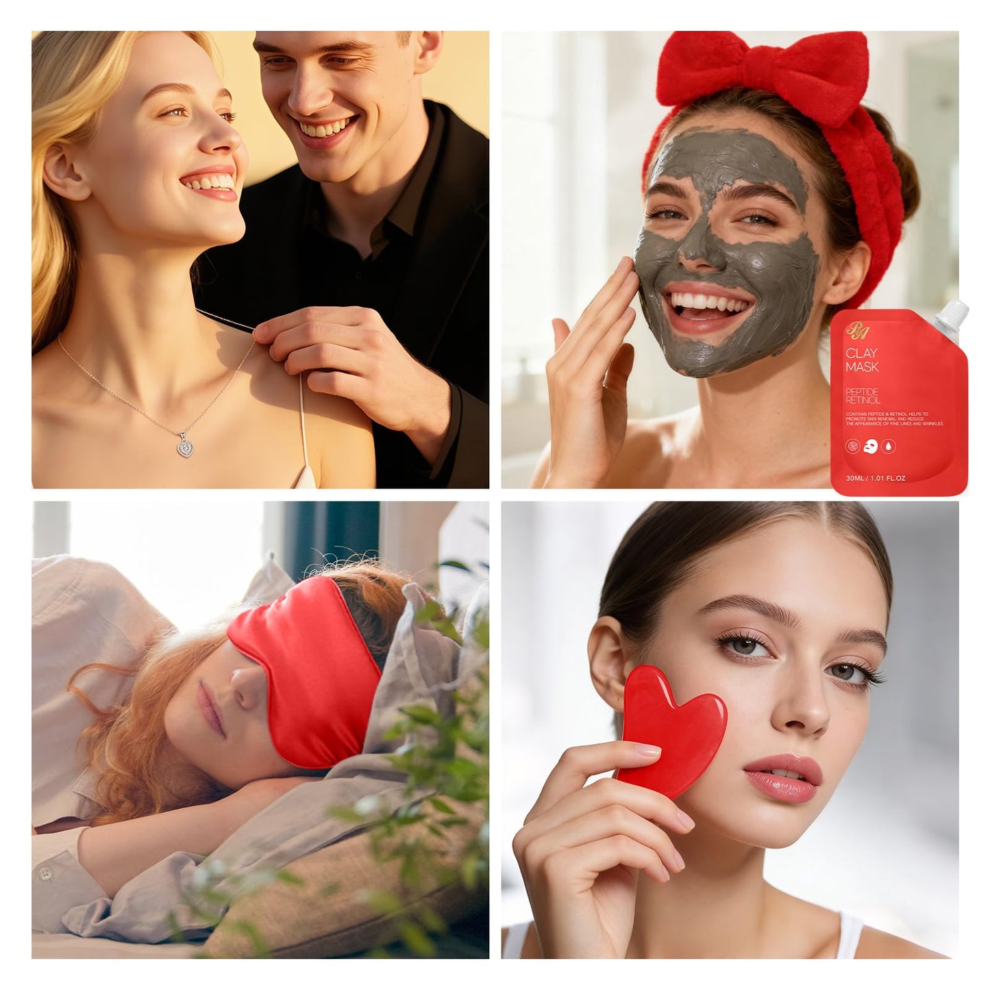 25 Pcs Mother's Day Gift, Red Rose Bath & Body Gift Basket Set for Women, Hydrating Skin Care Set, Home Spa Self Care Gifts, Cosmetic Bag, Necklace, Christmas, Birthday, Anniversary