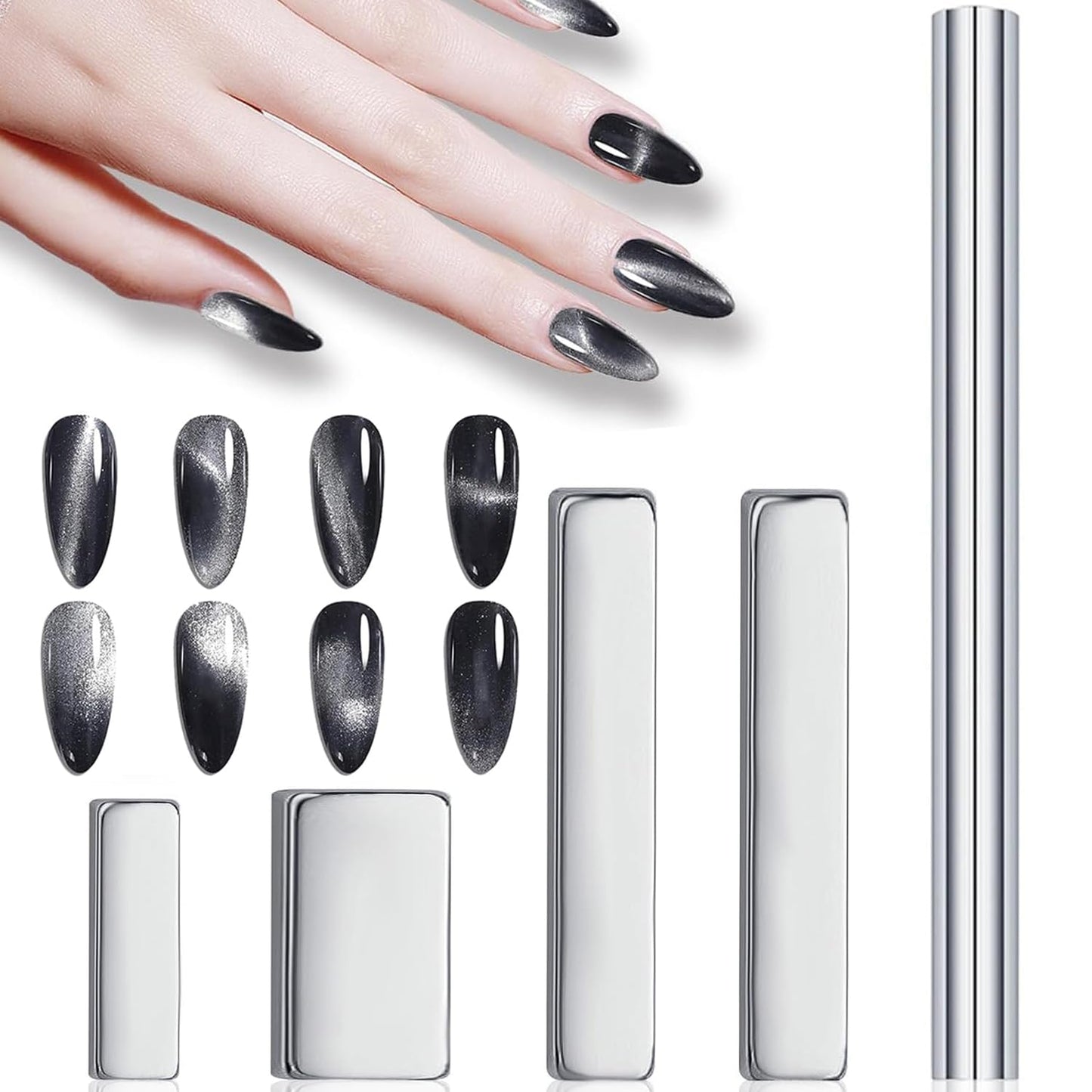 WOKOTO 5Pcs Nail Magnet For Cat Eye Nails Designs Magnet Pens Big Cylinder Magnet Stick And 4 In 1 Magnet Blocks Nail Art Tools For Nail Art Cat Eye Magnet For Nails Cat Eye Magnets For Women Nails