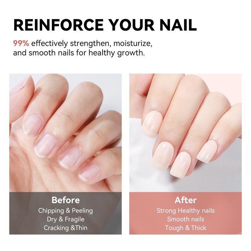 Bevimee Nail Strengthener Natural Nails Hardener Extra Strong and Growth Nude Nail Repair Strengthening Polish Ridge Filler for Weak and Damaged Nails 12ML