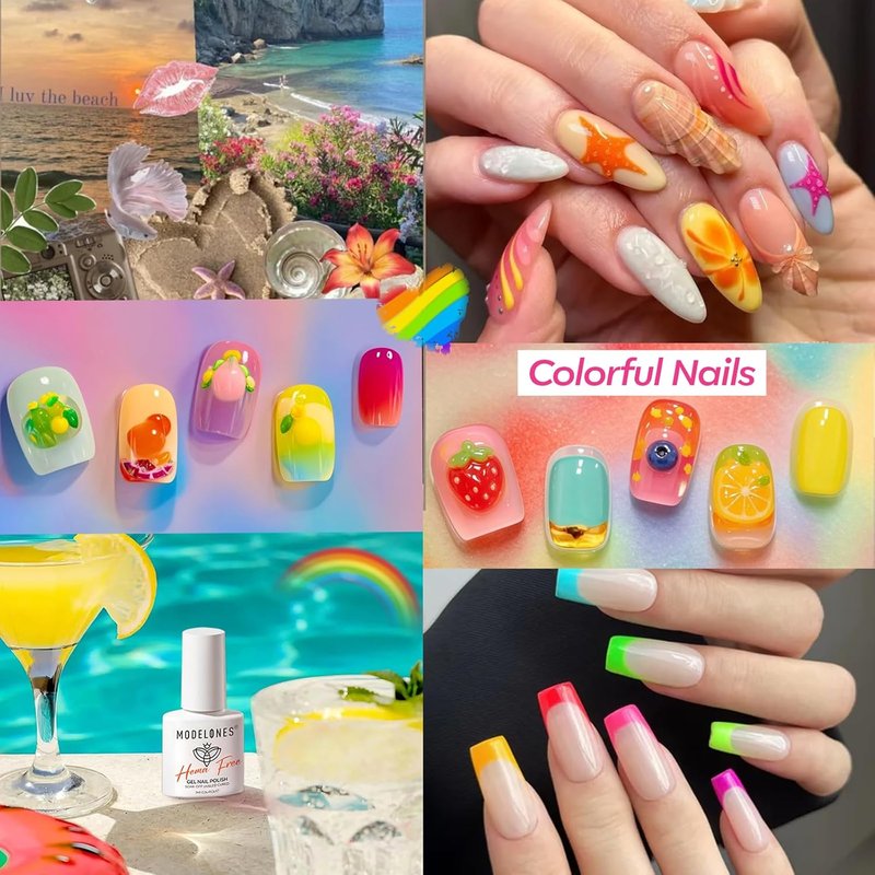 Modelones Neon Gel Nail Polish Set - Hema-Free 6 Vibrant Colors for Summer Nail Art | LED DIY Kit