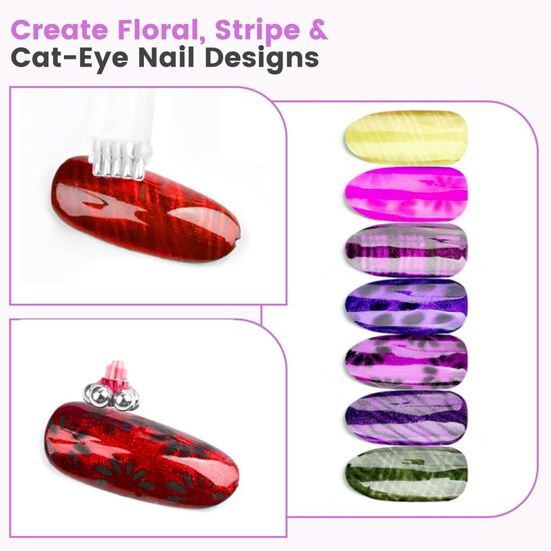 Skiennix Cat Eye Magnet Set - 12 PCS Nail Art Tools for Stunning Gel Polish Effects