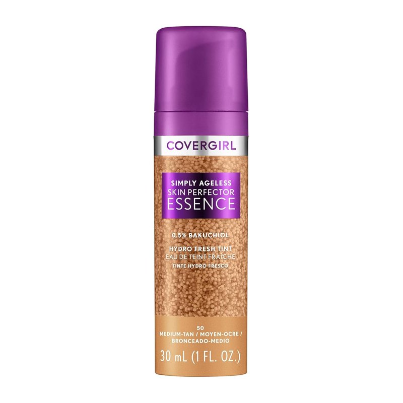 Covergirl Simply Ageless Foundation - Medium-Tan Tinted Skincare Hybrid | Sheer Radiant Finish, Vegan, 1.0oz