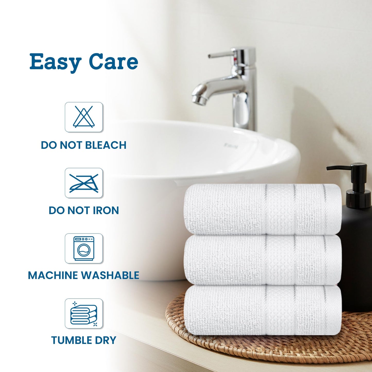 Casa Lino Face Towels & Body Wash Cloths for Showering - 100% Cotton Wash Cloths for Bathroom - Highly Absorbent & Quick Drying Washcloth Set - Cotton Washcloths 24 Pack (12" x 12") - (White)