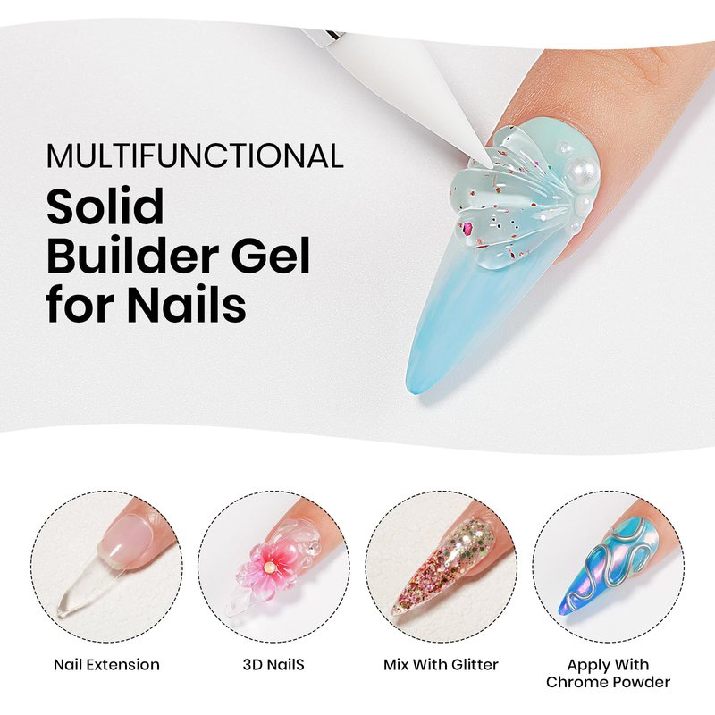 MIZHSE 30g 3D Gel Nail Art Kit Sculpting Gel, 2PCS 3D Nail Gel Solid Builder Gel for Nails Clear Builder Molding Gel Art Soak Off U V LED Sculpture Gels for Nails for Salon Home DIY Woman