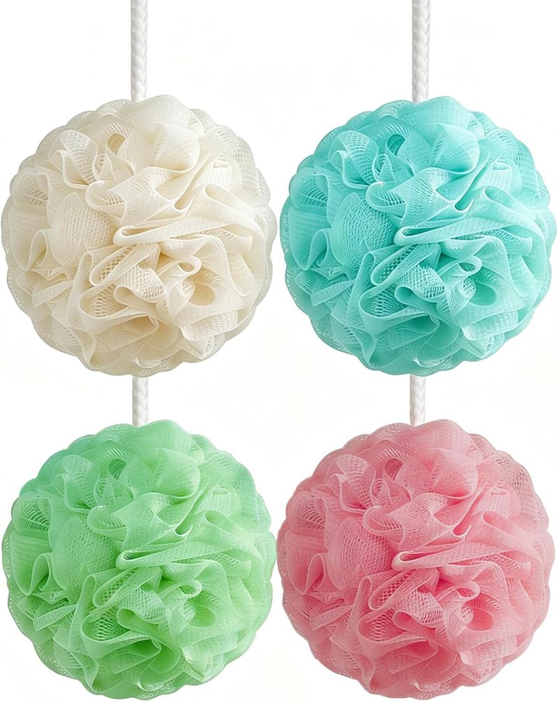 Loofah Sponge 4 Pack - 60G Soft Luffa Bath Sponges for Shower | Ideal for Women, Kids & Men