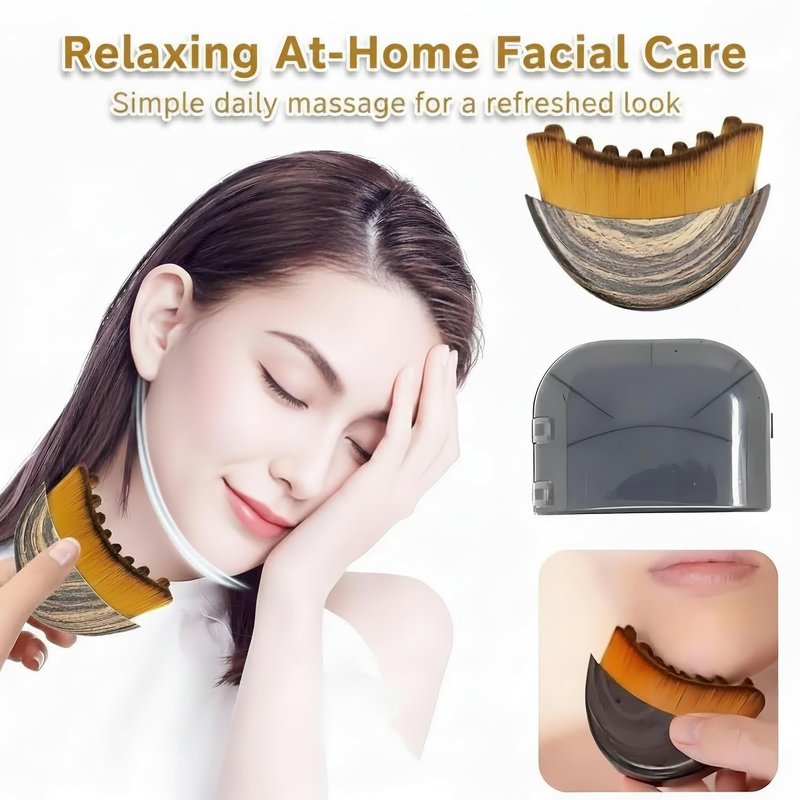 Ergonomic Lymphatic Contour Brush for Your Face – New Lymphatic Contour Face Brush for Depuffing, Facial Massage & Natural Face Sculpting, Soft Bristle Curved Design for Daily Facial Care.