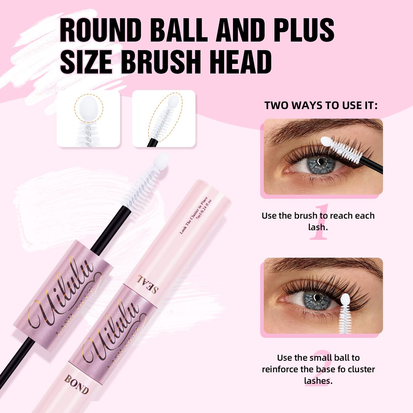 Uilulu Lash Glue - Waterproof 2-in-1 Black Adhesive for Strong Hold | DIY Eyelash Bond & Seal (14ml)
