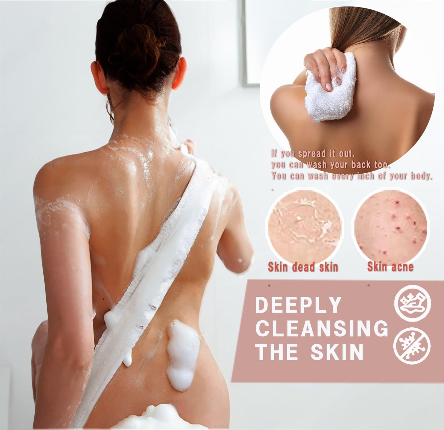 Trad Trad Ultra Soft Nylon Bath Wash Cloth Towel Shower Towel Perfect for Dry Skin - Made in Japan with a soap foaming net satinsnow