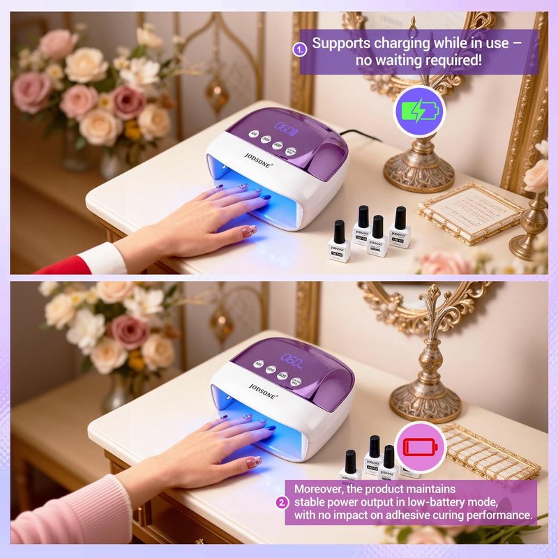 Cordless LED Nail Lamp - Rechargeable Portable Nail Dryer with LCD Display & 4 Timers | Home & Salon Use