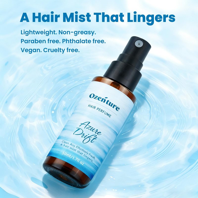 Ozenture Hair Perfume for Women - Fresh Citrus Floral Hair Mist, Lightweight Ocean Breeze Fragrance for Hair, Body, Wigs & Fabric, 1.7 oz