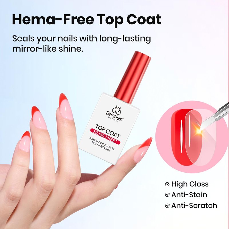 Beetles HEMA Free & TPO Free Protein Nail Dehydrator & Primer with Gel Top Coat and Base Coat Set Soak Off UV LED Gel Nail Polish Foundation Kit for Long Lasting Manicure Gifts