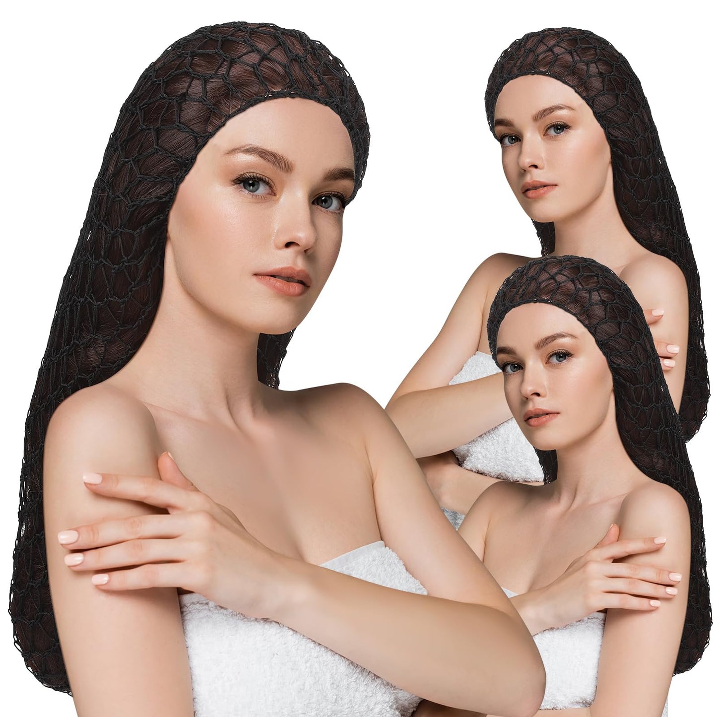 XLSXEXCL 5 Pcs Snoods for Women: Extra Large Rayon Mesh Hair Wraps, Crochet Sleep Bonnets