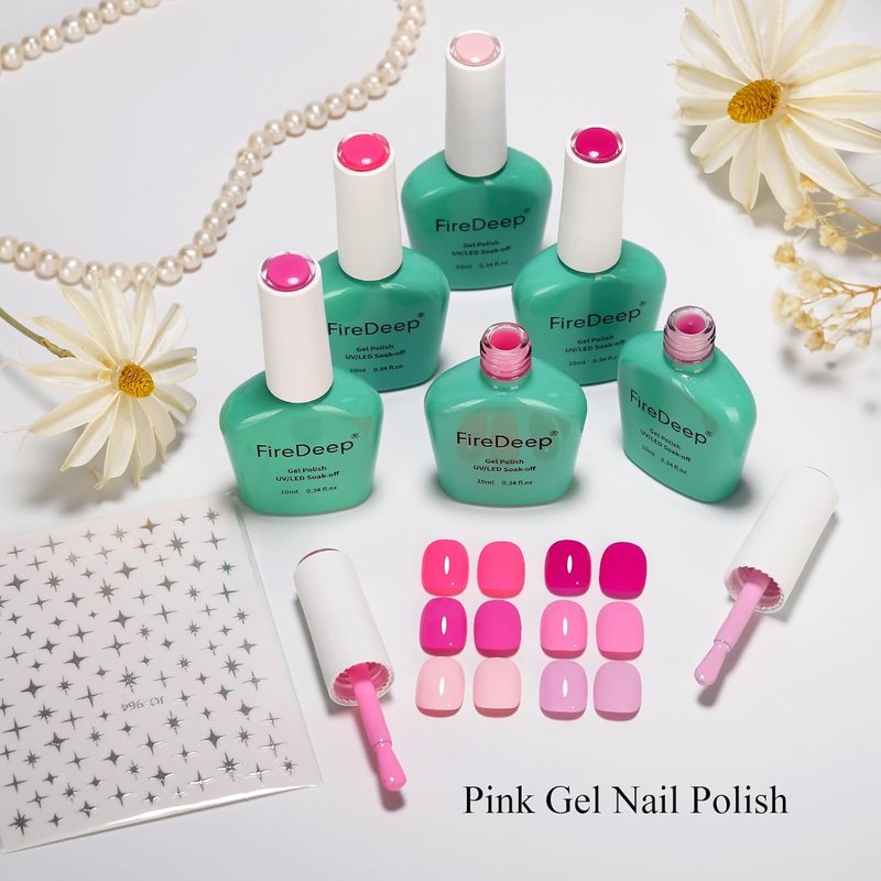 Skiennix 10ml Hema-Free Pink Gel Nail Polish Set - 6 Vibrant Colors for Salon-Quality DIY Manicures