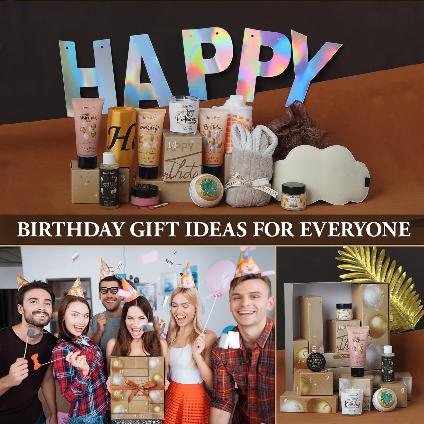 Large basket 25 pcs for Women & Men Gifts, Vanilla Honey & Almond Bath & Body Gift Basket, Face Skin Care Kit, Home Spa Gift Set, Self-Care Kit, Necklace, Birthday, Christmas, Mother Day, Anniversary