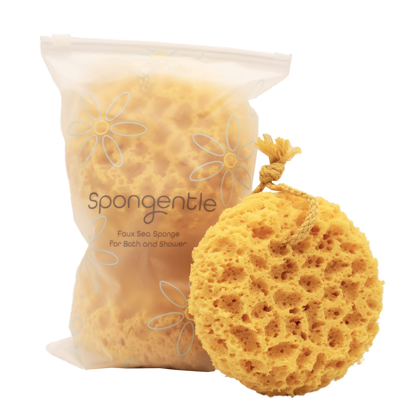 Spongentle Loofah Sponge for Shower and Bathing, Bath Sponge with Dual Texture, Shower Pouf for Gentle and Deep Exfoliation, Large Size Body Scrubber for Men & Women, PU Foam, 37% More Lather, 3 Pack