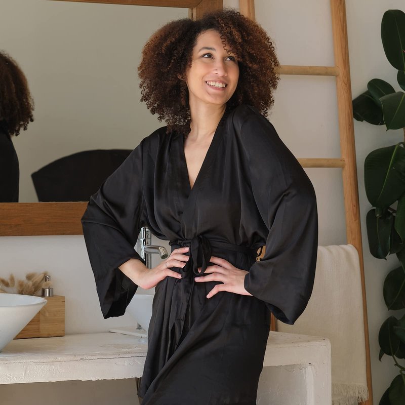 Izzycka Hair Color Cape - Salon Client Gown Robes, Large Barber Cape With Pocket - Waterproof Spa Wrap - Cutting Robe - Kimono Style - Black