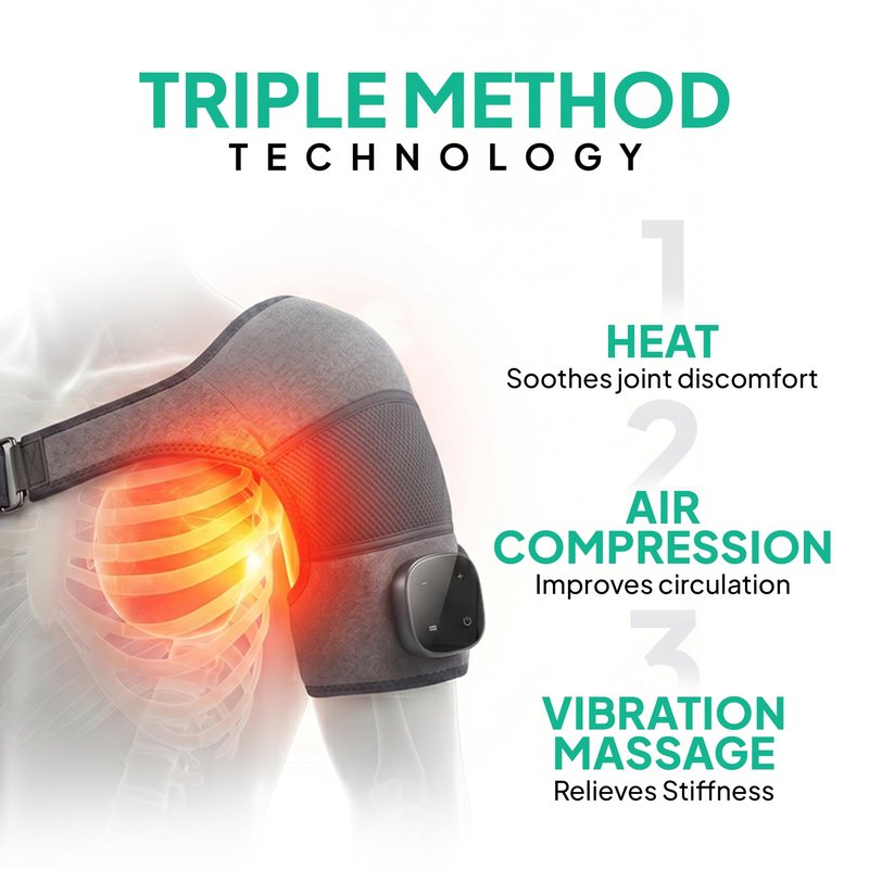 Rejuvacare Shoulder Massager Upgraded 2026 with Heat & Compression, Cordless Rechargeable Vibration Wrap, Adjustable & Portable