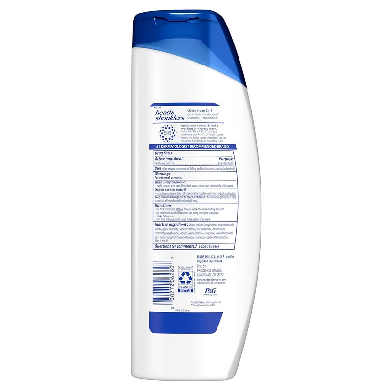 Head and Shoulders 2 in 1 Dandruff Shampoo & Conditioner - Classic Clean, Paraben Free, 12.5 oz