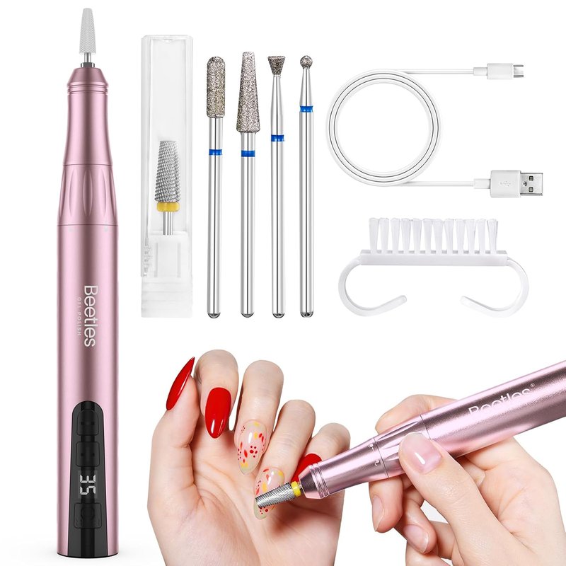 Beetles Cordless Electric Nail Drill - 35 Adjustable Speeds, Rose Gold | Professional Manicure & Pedicure Kit for Home Use