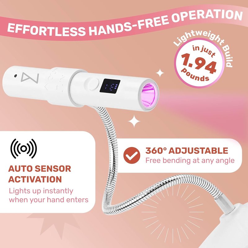 GlamCure GO Nail Flash Cure Lamp - Focus Beam Technology, Touch Screen, Portable LED & UV Light