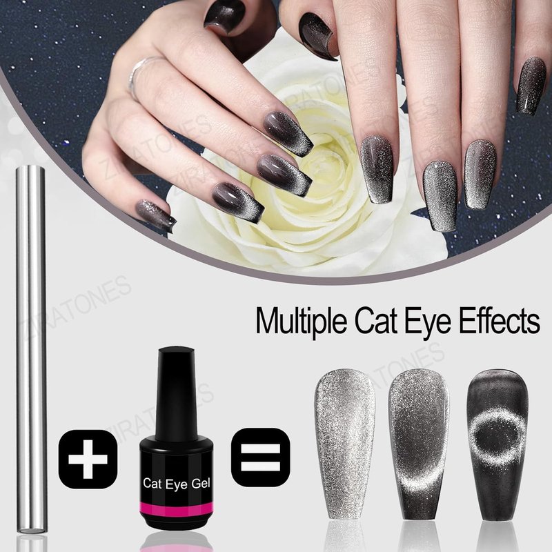 Cat Eye Nail Magnet - 5.9-Inch Double-Head Magnetic Tool for 3D Nail Art | DIY & Salon Use