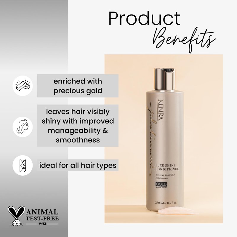 Kenra Professional Platinum Luxe Shine Conditioner | Gold Enriched | Rich, Shine-Enhancing Daily Conditioner | Revitalies for Improved Manageability & Smoothness | All Hair Types | 8.5 fl. Oz
