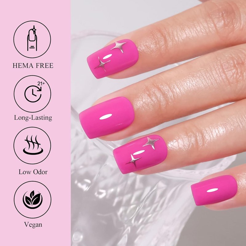 Skiennix 10ml Hema-Free Pink Gel Nail Polish Set - 6 Vibrant Colors for Salon-Quality DIY Manicures